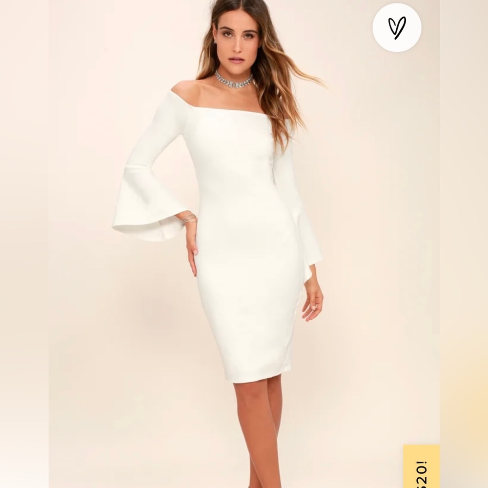 Lulu’s White Off-the-Shoulder Midi Dress
